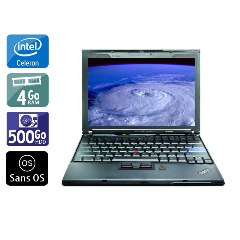 Lenovo ThinkPad X200S Celeron 4Go RAM 500Go HDD Sans OS