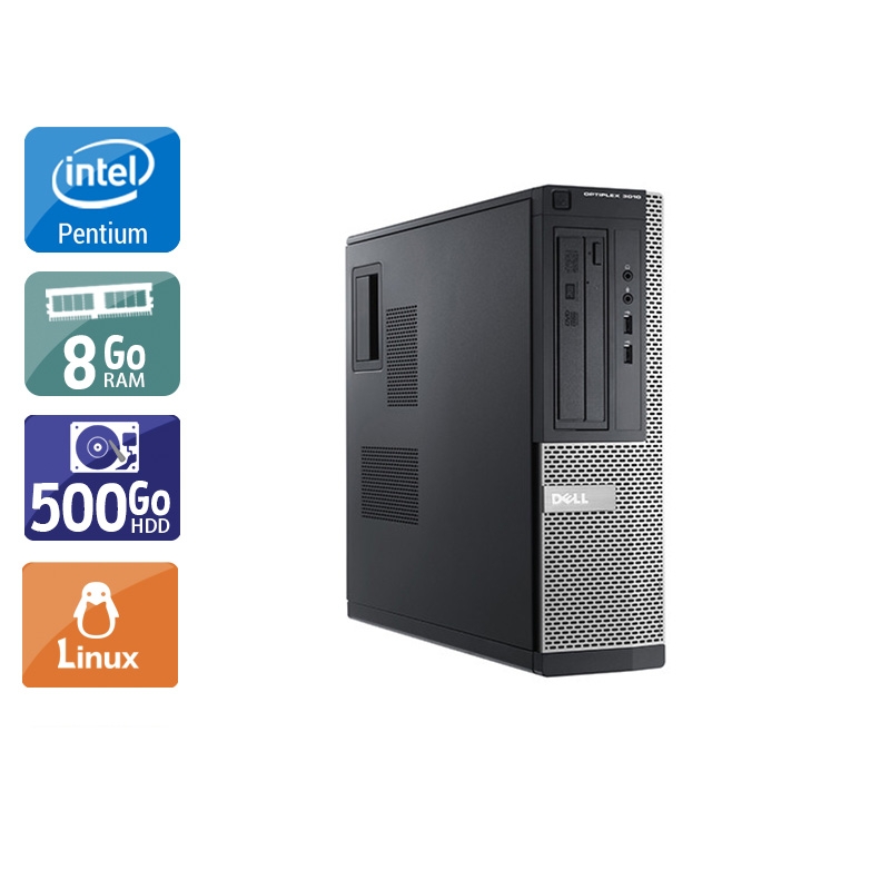 Dell Optiplex 3010 Desktop Pentium G Dual Core - 8Go RAM 500Go HDD Linux  Bon étatOccasion certifiée reconditionnée