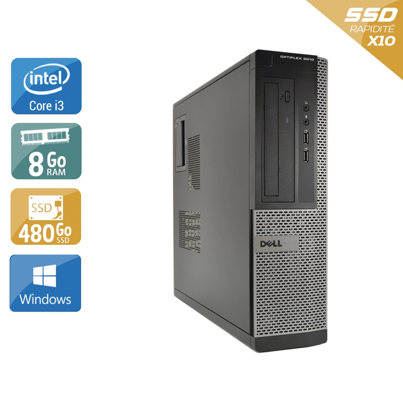 Dell Optiplex 3010 Desktop i3 - 8Go RAM 480Go SSD Windows 10  État correctOccasion certifiée reconditionnée Bon état -  reconditionné disponible sur Kiatoo