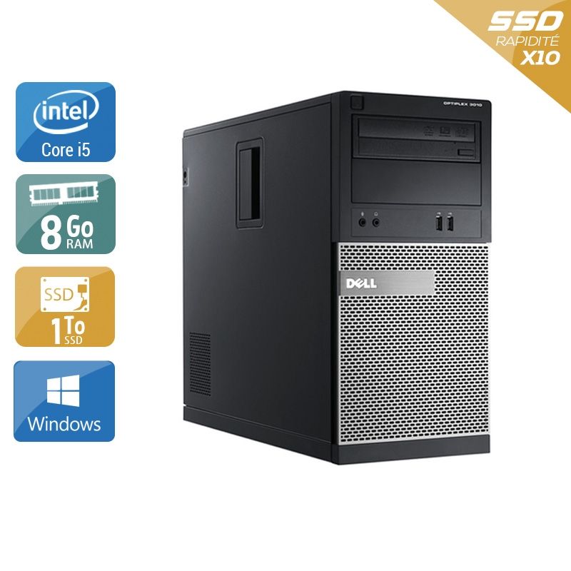 Dell Optiplex 3010 Tower i5 8Go RAM 1To SSD Windows 10