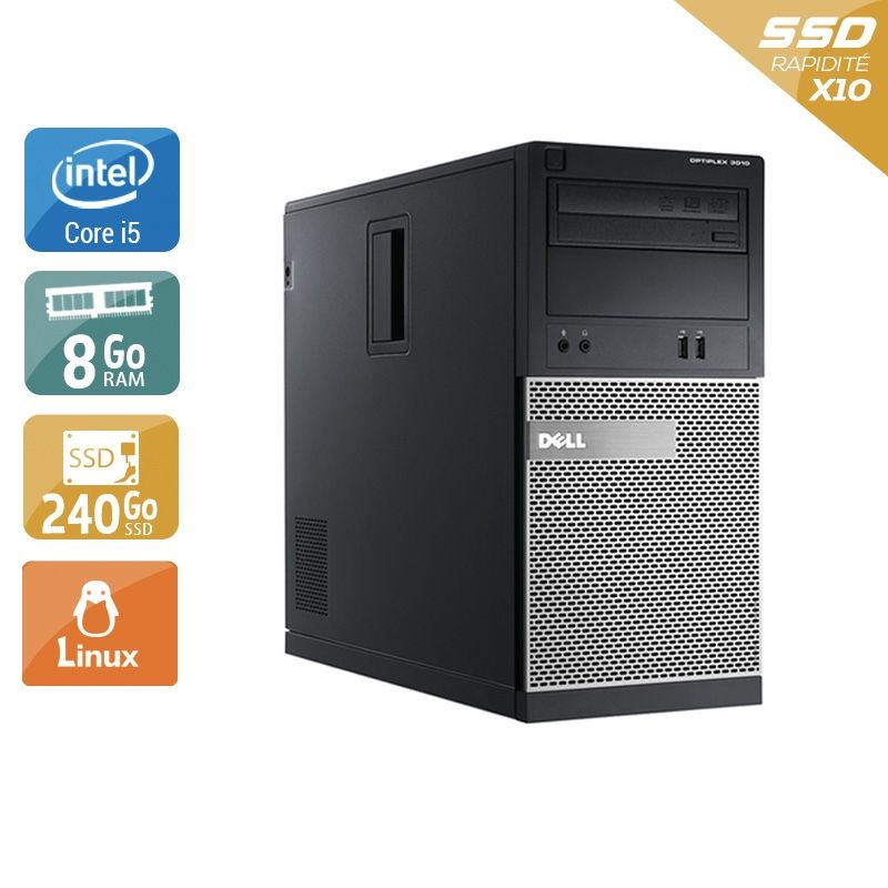 Dell Optiplex 3010 Tower i5 8Go RAM 240Go SSD Linux