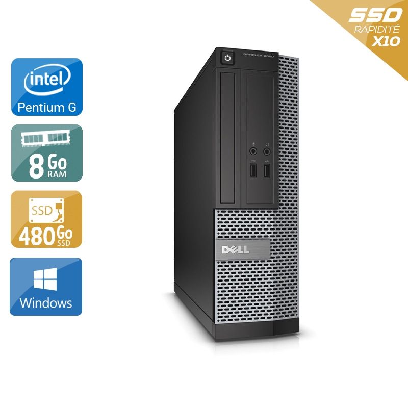 Dell Optiplex 3010 SFF Pentium G Dual Core 8Go RAM 480Go SSD Windows 10