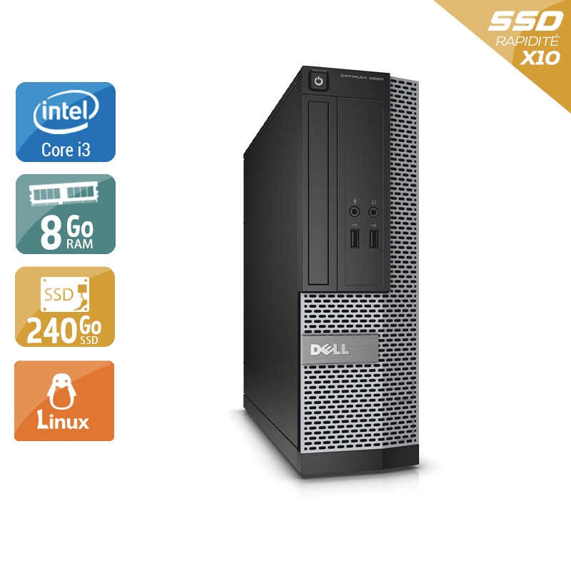 Dell Optiplex 3020 SFF i3 - 8Go RAM 240Go SSD Linux  Très bon étatOccasion certifiée reconditionnée Bon état -  reconditionné disponible sur Kiatoo