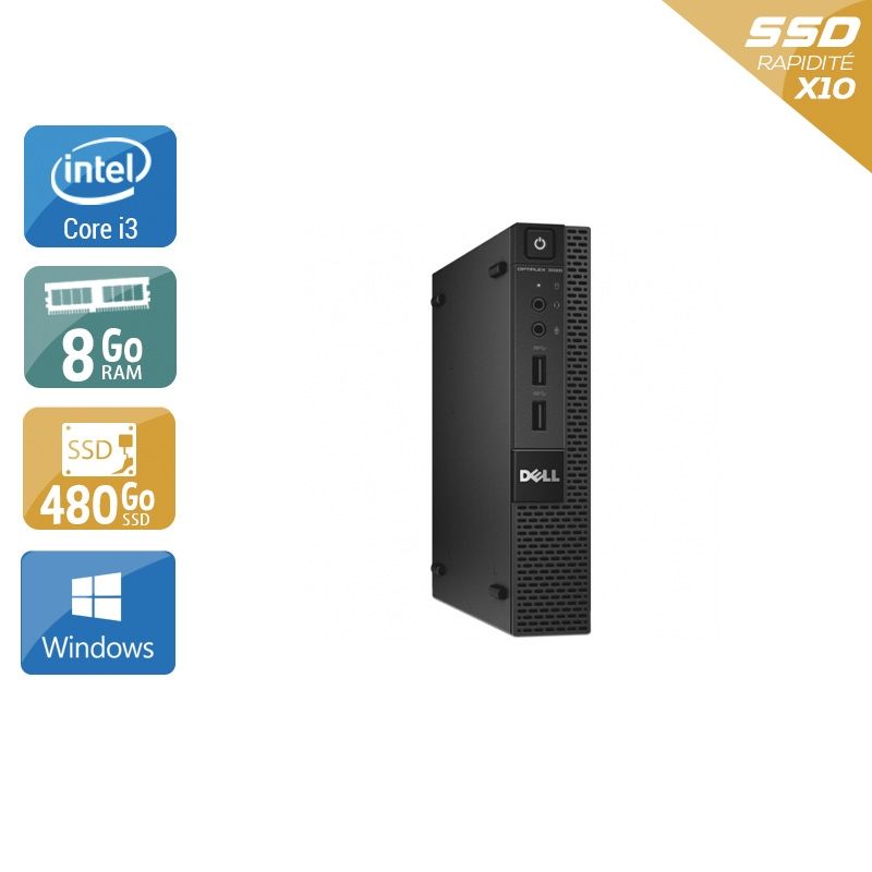 Dell Optiplex 3020M Micro i3 8Go RAM 480Go SSD Windows 10