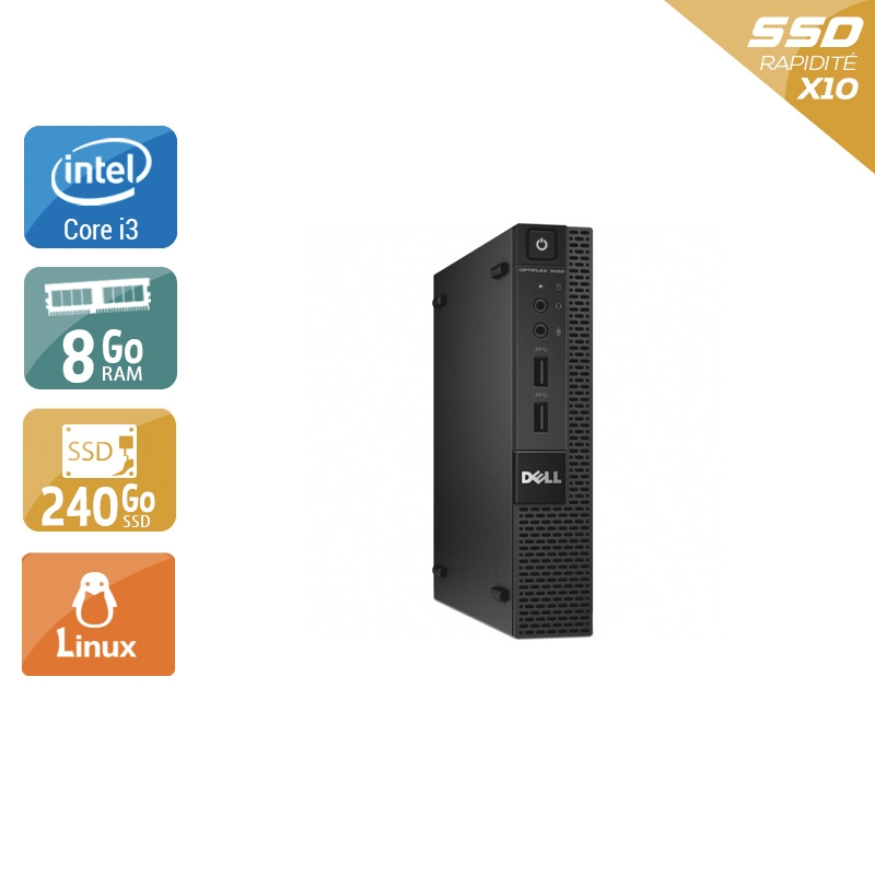 Dell Optiplex 3020M Micro i3 - 8Go RAM 240Go SSD Linux  Très bon étatOccasion certifiée reconditionnée Bon état -  reconditionné disponible sur Kiatoo