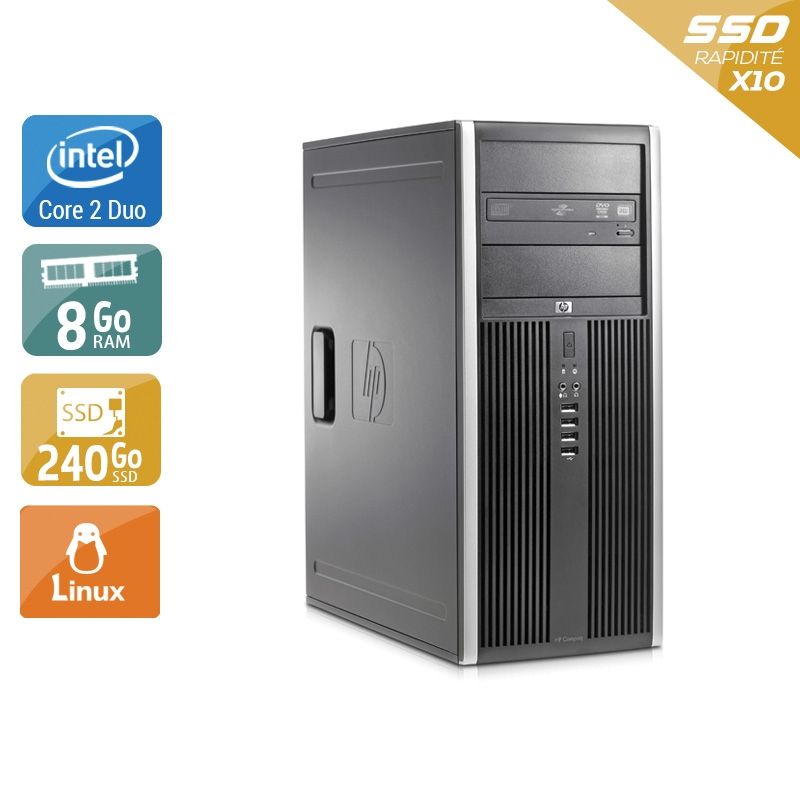 HP Compaq Elite 8000 Tower Core 2 Duo 8Go RAM 240Go SSD Linux
