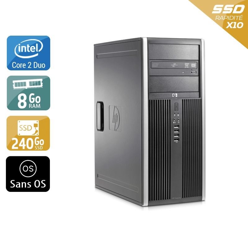 HP Compaq Elite 8000 Tower Core 2 Duo 8Go RAM 240Go SSD Sans OS