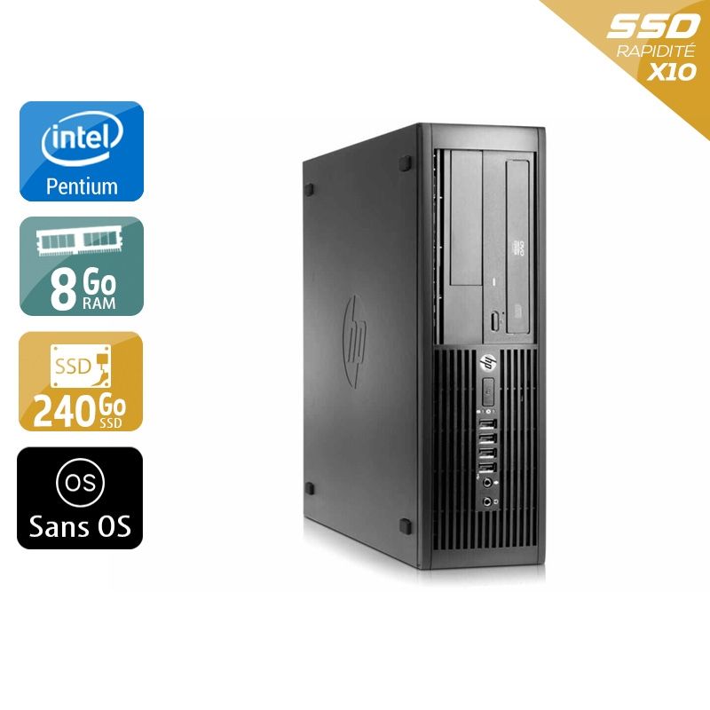 HP Compaq Pro 4300 SFF Pentium G Dual Core 8Go RAM 240Go SSD Sans OS