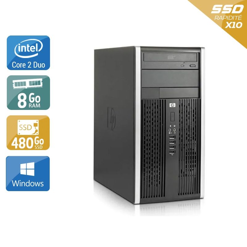 HP Compaq Pro 6000 Tower Core 2 Duo 8Go RAM 480Go SSD Windows 10