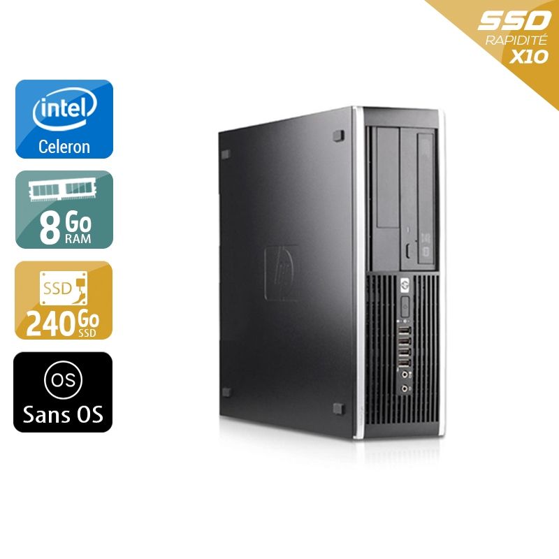 HP Compaq Pro 6000 SFF Celeron Dual Core 8Go RAM 240Go SSD Sans OS