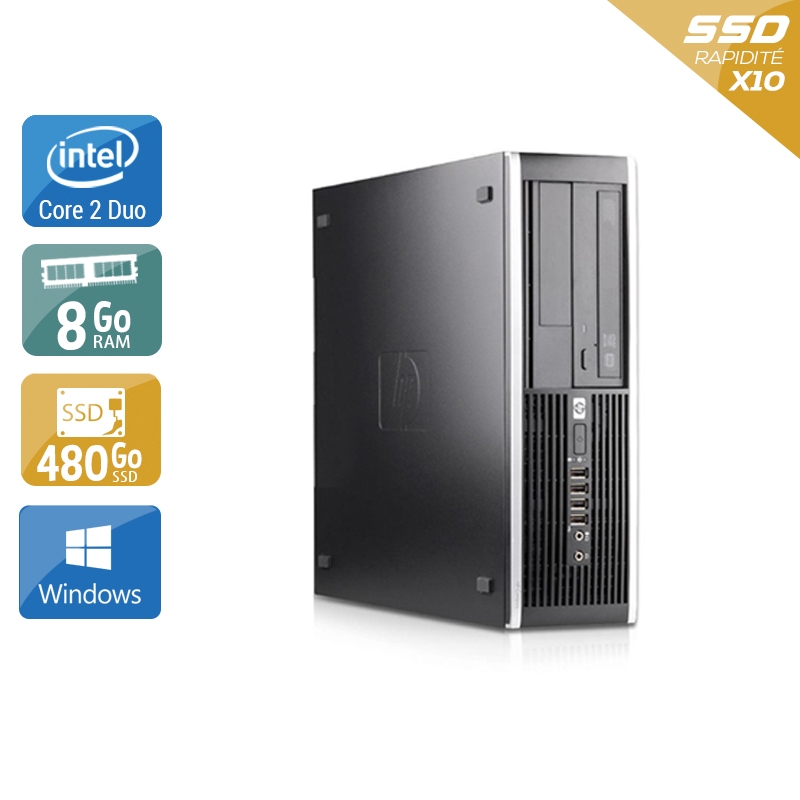 HP Compaq Pro 6000 SFF Core 2 Duo 8Go RAM 480Go SSD Windows 10