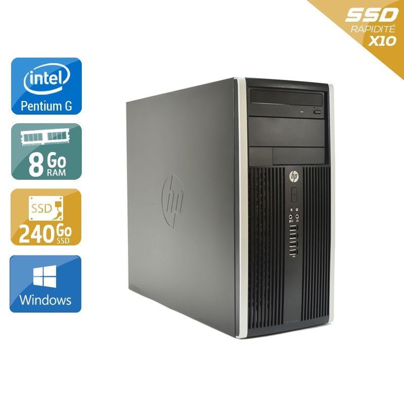 HP Compaq Pro 6200 Tower Pentium G Dual Core 8Go RAM 240Go SSD Windows 10