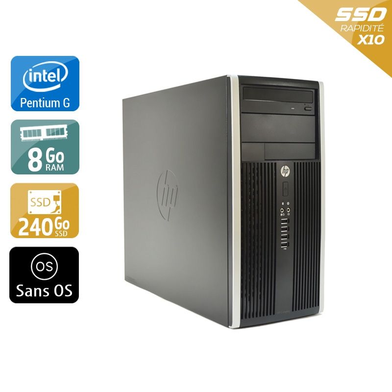 HP Compaq Pro 6200 Tower Pentium G Dual Core 8Go RAM 240Go SSD Sans OS