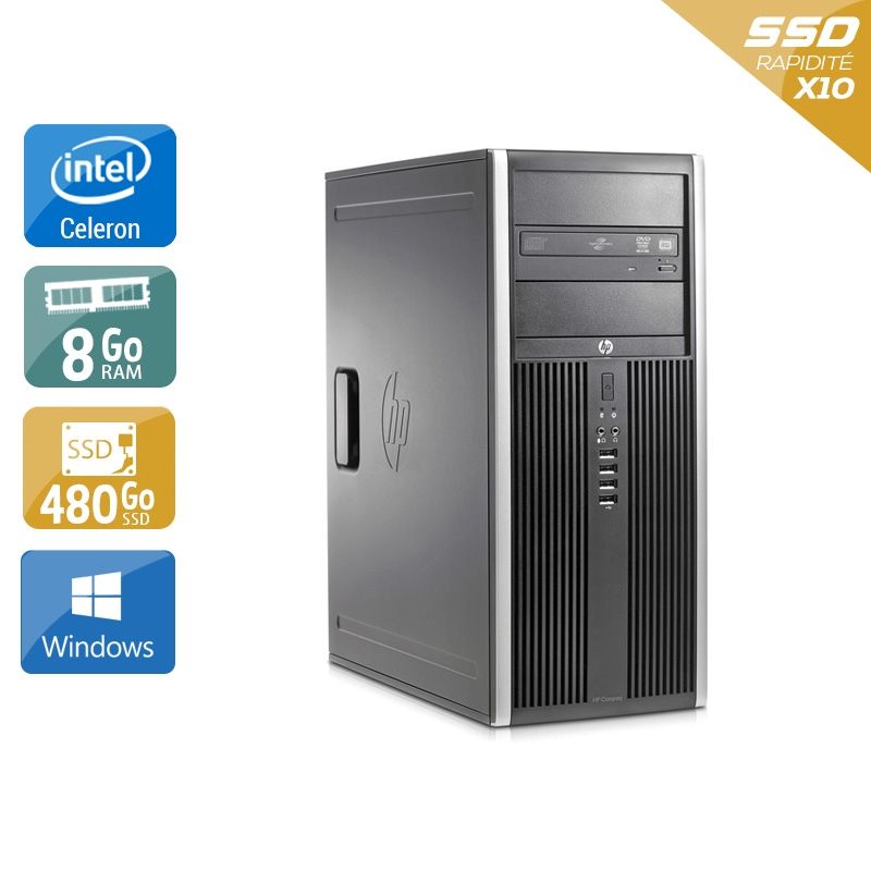 HP Compaq Elite 8200 Tower Celeron Dual Core 8Go RAM 480Go SSD Windows 10