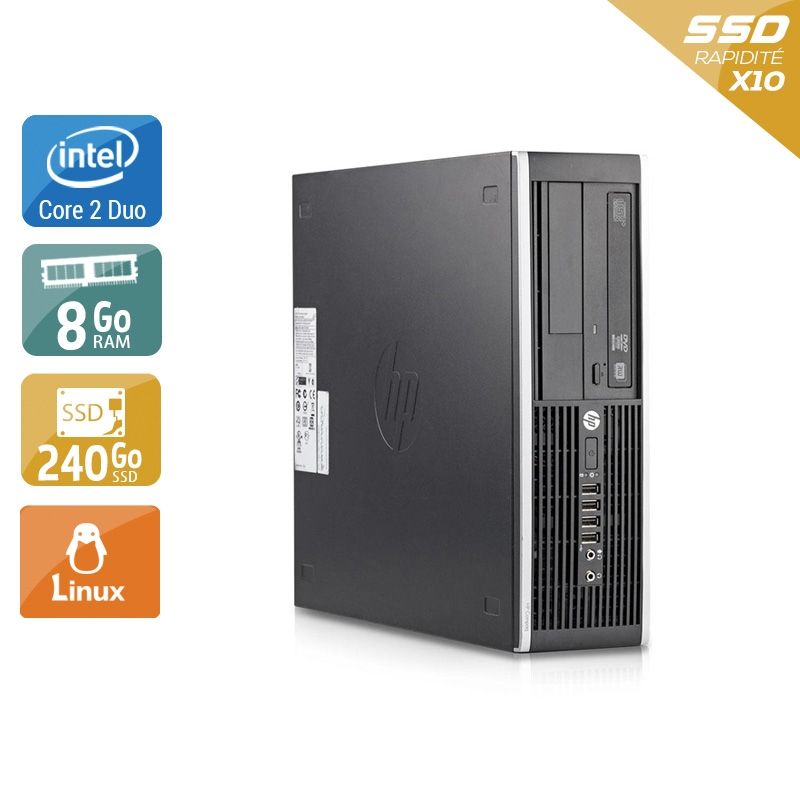 HP Compaq Elite 8200 SFF Core 2 Duo 8Go RAM 240Go SSD Linux