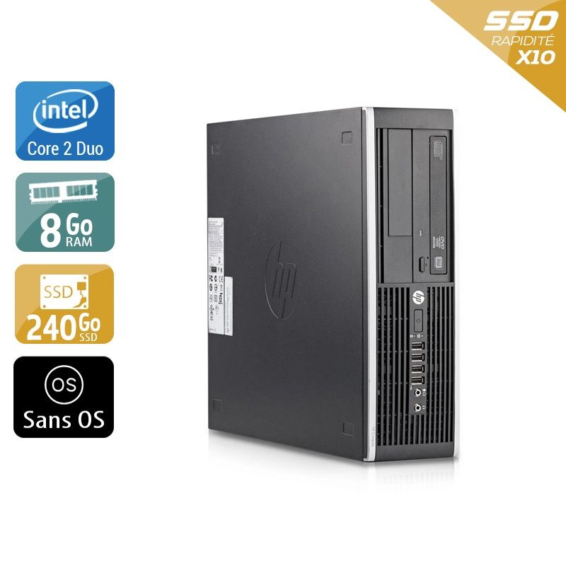 HP Compaq Elite 8200 SFF Core 2 Duo 8Go RAM 240Go SSD Sans OS