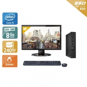 Dell Optiplex 3020M Micro i5 avec Écran 19 pouces 8Go RAM 240Go SSD Linux