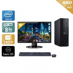 Dell Optiplex 3060 SFF i3 Gen 8 avec Écran 19 pouces 8Go RAM 240Go SSD Sans OS
