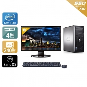 Dell Optiplex 360 Tower Core 2 Duo avec Écran 19 pouces 4Go RAM 240Go SSD Sans OS