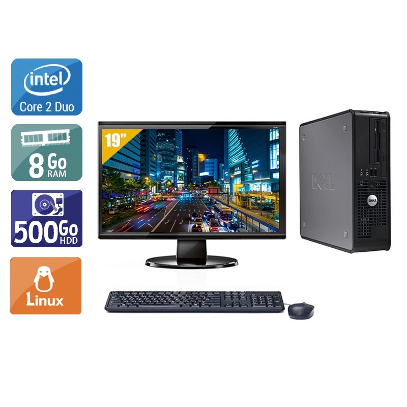 Dell Optiplex 380 Desktop Core 2 Duo avec Écran 19 pouces 8Go RAM 500Go HDD Linux