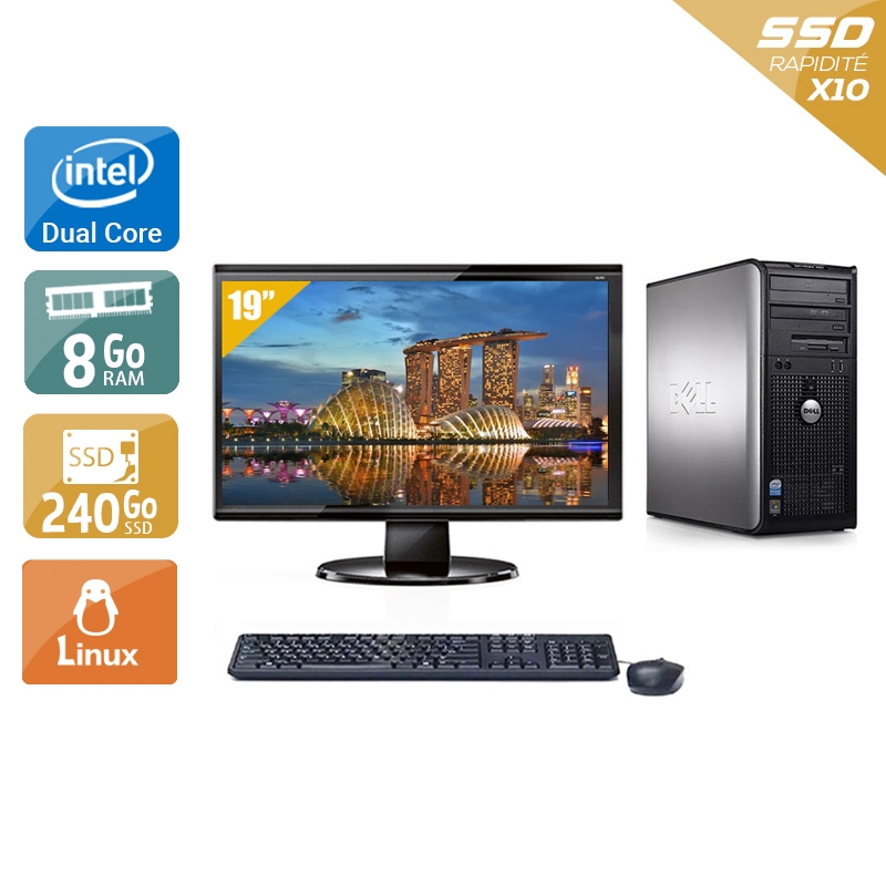 Dell Optiplex 380 Desktop Dual Core avec Écran 19 pouces 8Go RAM 240Go SSD Linux