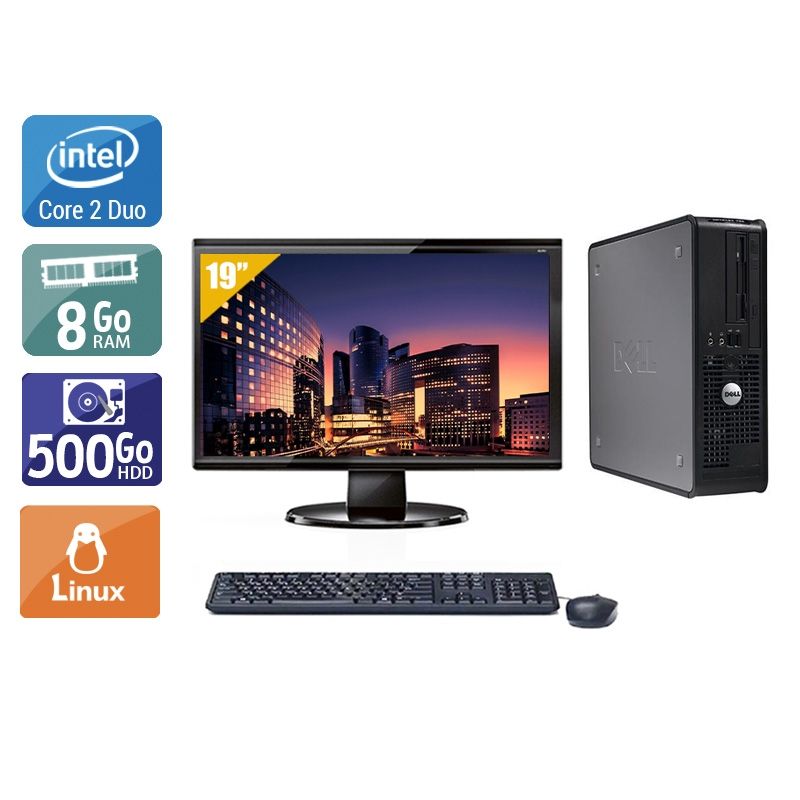 Dell Optiplex 380 Tower Core 2 Duo avec Écran 19 pouces 8Go RAM 500Go HDD Linux