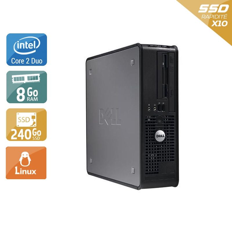 Dell Optiplex 380 SFF Core 2 Duo 8Go RAM 240Go SSD Linux