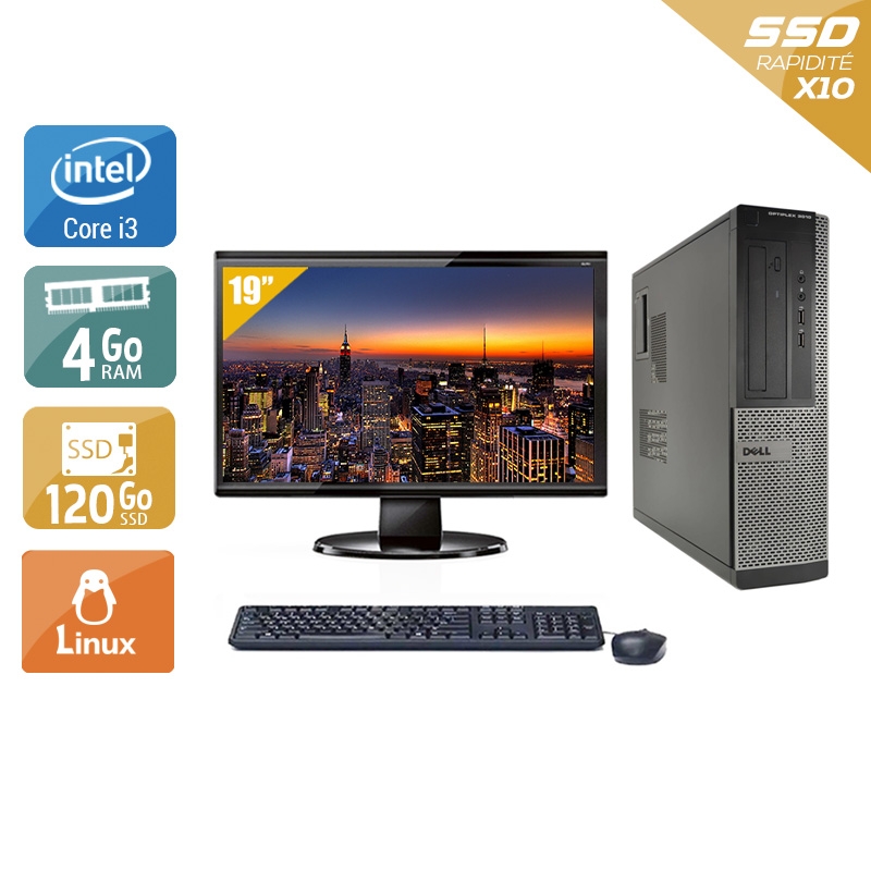 Dell Optiplex 3010 Desktop i3 + Écran - 19'' 4Go RAM 120Go SSD Linux  Bon étatOccasion certifiée reconditionnée Bon état -  reconditionné disponible sur Kiatoo