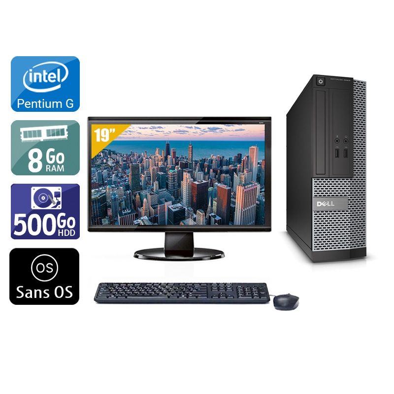 Dell Optiplex 3010 SFF Pentium G Dual Core avec Écran 19 pouces 8Go RAM 500Go HDD Sans OS