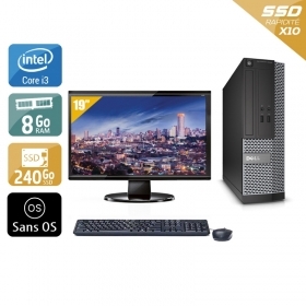 Dell Optiplex 3010 SFF i3 avec Écran 19 pouces 8Go RAM 240Go SSD Sans OS