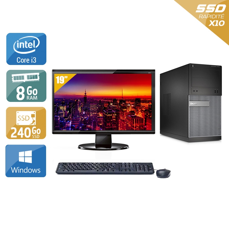 Dell Optiplex 3020 Tower i3 + Écran - 19'' 8Go RAM 240Go SSD Windows 10  Bon étatOccasion certifiée reconditionnée Bon état -  reconditionné disponible sur Kiatoo