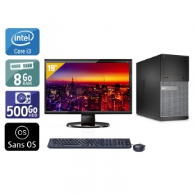 Dell Optiplex 3020 Tower i3 avec Écran 19 pouces 8Go RAM 500Go HDD Sans OS