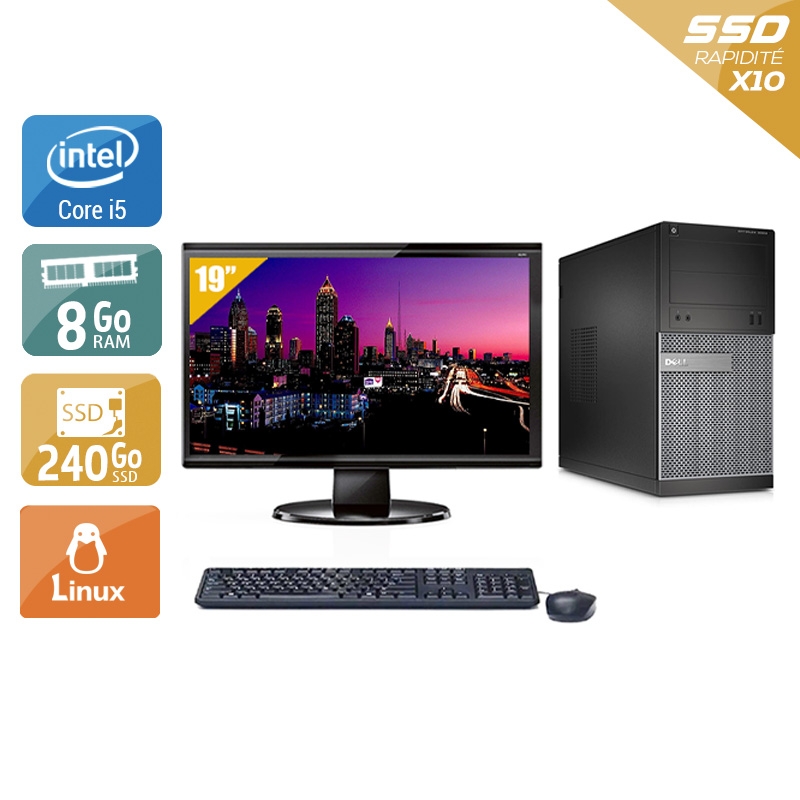 Dell Optiplex 3020 Tower i5 + Écran - 19'' 8Go RAM 240Go SSD Linux  Bon étatOccasion certifiée reconditionnée Bon état -  reconditionné disponible sur Kiatoo