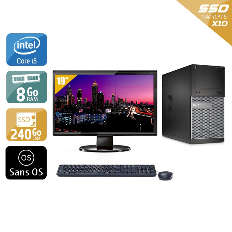 Dell Optiplex 3020 Tower i5 + Écran - 19'' 8Go RAM 240Go SSD Sans OS  Bon étatOccasion certifiée reconditionnée Bon état -  reconditionné disponible sur Kiatoo