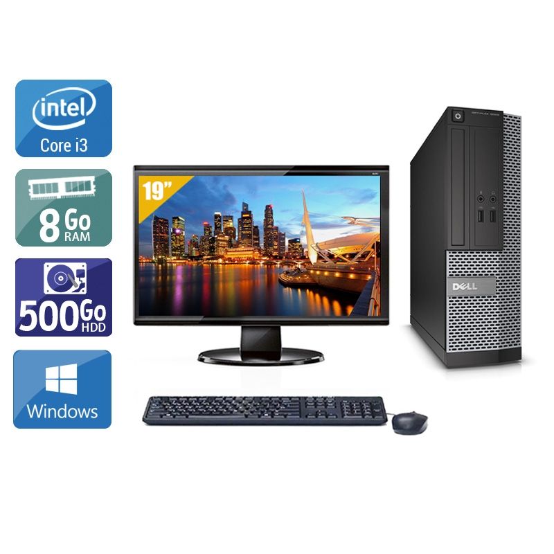 Dell Optiplex 3020 SFF i3 avec Écran 19 pouces 8Go RAM 500Go HDD Windows 10