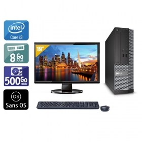 Dell Optiplex 3020 SFF i3 avec Écran 19 pouces 8Go RAM 500Go HDD Sans OS