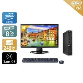 Dell Optiplex 3020M Micro i3 avec Écran 19 pouces 8Go RAM 240Go SSD Sans OS