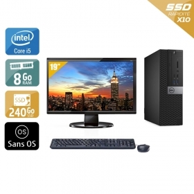 Dell Optiplex 3040 SFF i5 Gen 6 avec Écran 19 pouces 8Go RAM 240Go SSD Sans OS