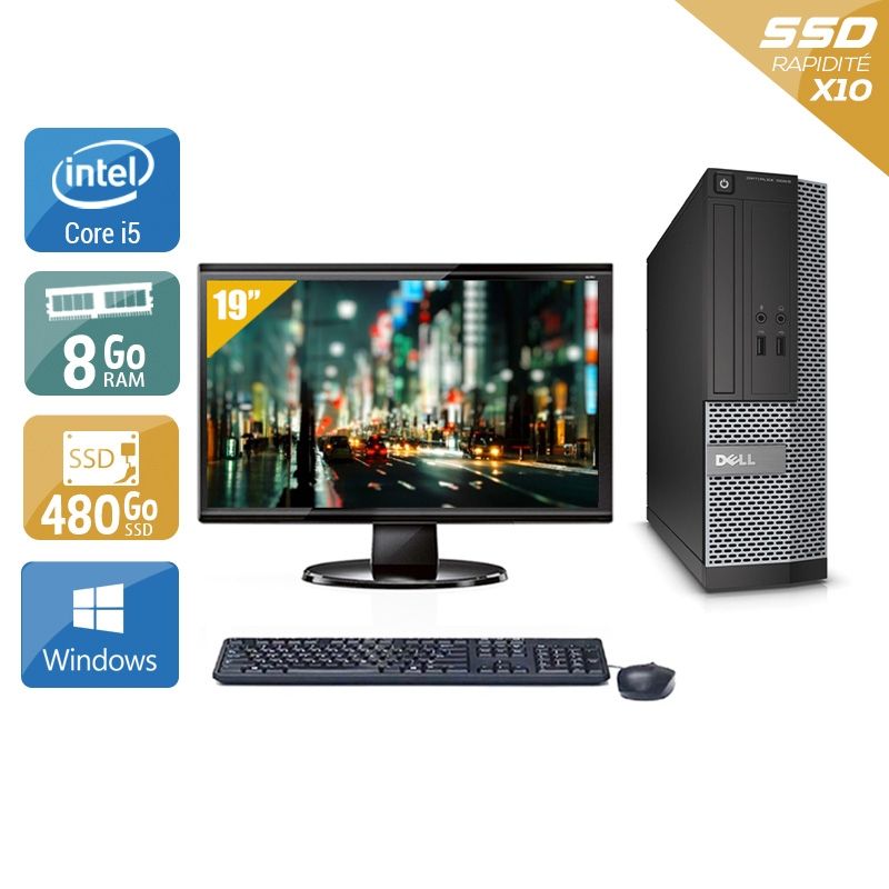 Dell Optiplex 3010 SFF i5 avec Écran 19 pouces 8Go RAM 480Go SSD Windows 10