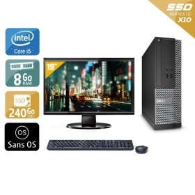 Dell Optiplex 3010 SFF i5 avec Écran 19 pouces 8Go RAM 240Go SSD Sans OS