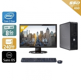Dell Optiplex 380 SFF Core 2 Duo avec Écran 19 pouces 8Go RAM 240Go SSD Sans OS