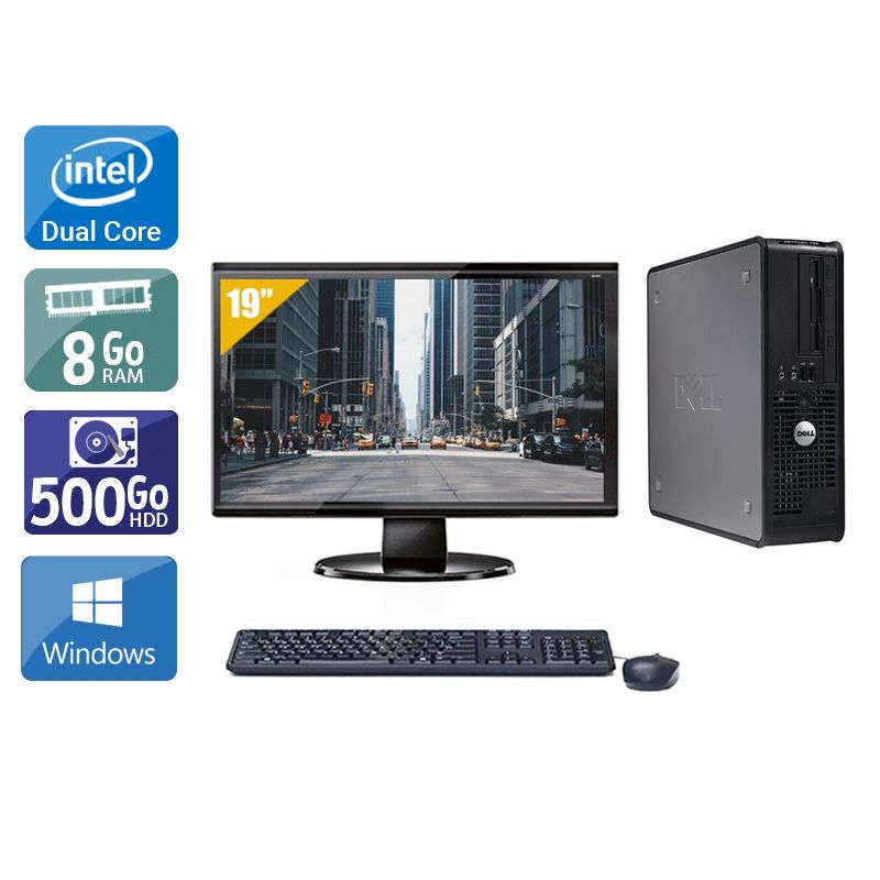 Dell Optiplex 380 SFF Dual Core avec Écran 19 pouces 8Go RAM 500Go HDD Windows 10