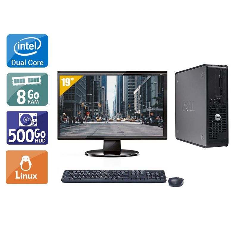 Dell Optiplex 380 SFF Dual Core avec Écran 19 pouces 8Go RAM 500Go HDD Linux