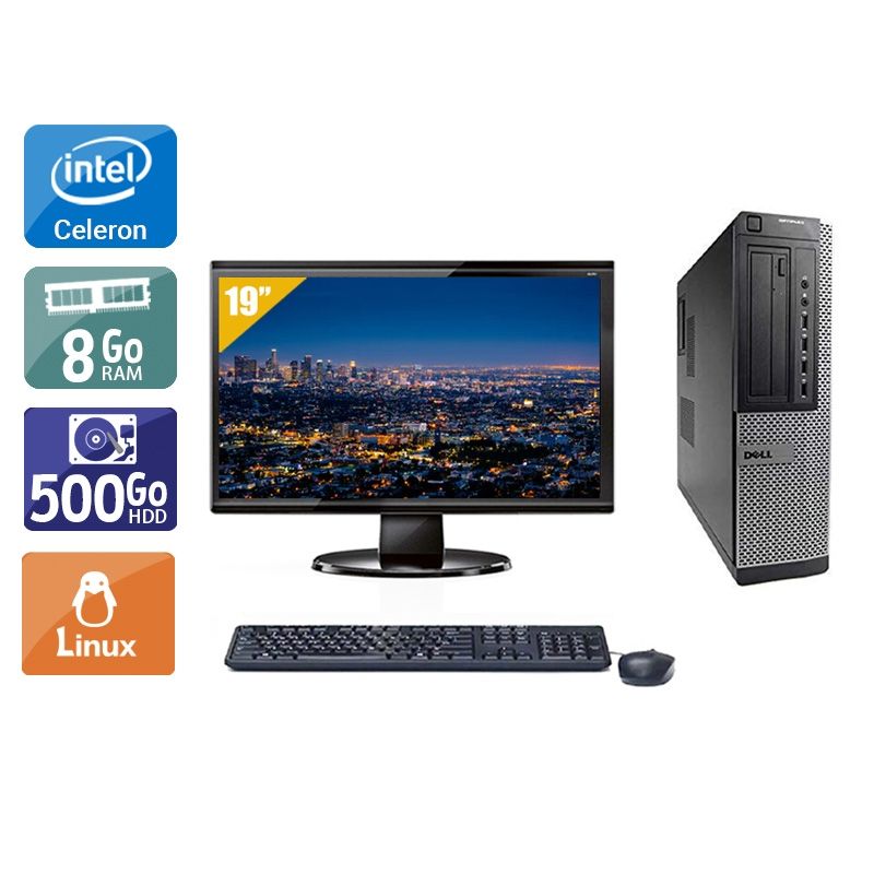 Dell Optiplex 390 Desktop Celeron avec Écran 19 pouces 8Go RAM 500Go HDD Linux