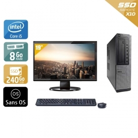 Dell Optiplex 390 Desktop i5 avec Écran 19 pouces 8Go RAM 240Go SSD Sans OS