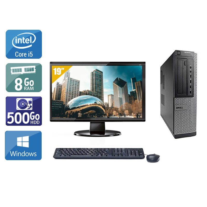 Dell Optiplex 7010 Desktop i5 avec Écran 19 pouces 8Go RAM 500Go HDD Windows 10