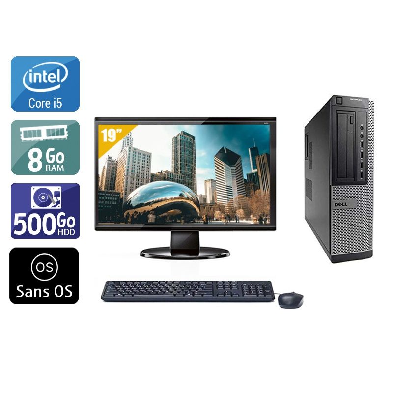 Dell Optiplex 7010 Desktop i5 avec Écran 19 pouces 8Go RAM 500Go HDD Sans OS