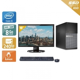 Dell Optiplex 390 Tower i5 avec Écran 19 pouces 8Go RAM 240Go SSD Linux