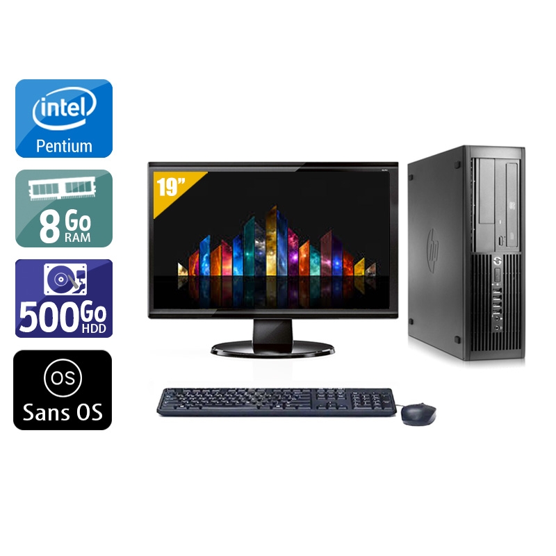 HP Compaq Pro 4300 SFF Pentium G Dual Core + Écran - 19'' 8Go RAM 500Go HDD Sans OS  Très bon étatOccasion certifiée reconditionnée Bon état -  reconditionné disponible sur Kiatoo