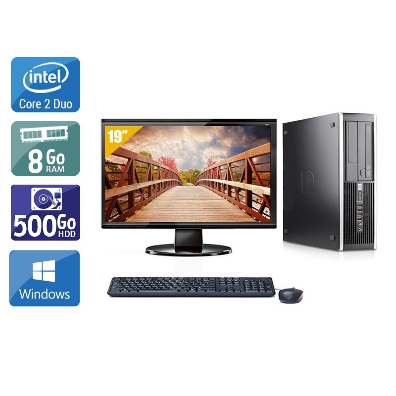 HP Compaq Pro 6000 SFF Core 2 Duo avec Écran 19 pouces 8Go RAM 500Go HDD Windows 10